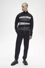 Fred Perry Contrast Panel Men’s Track Jackets Black | FUKLT7103