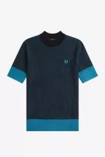 Fred Perry Contrast Rib Short Sleeve Women’s Jumper Black | XHFQO7019