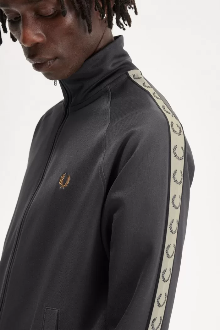 Fred Perry Contrast Tape Men’s Track Jackets Anchor Grey Black | MYTAZ6384