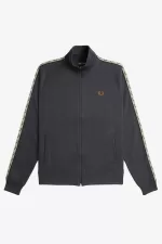 Fred Perry Contrast Tape Men’s Track Jackets Anchor Grey Black | MYTAZ6384