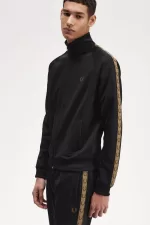 Fred Perry Contrast Tape Men’s Track Jackets Black Brown | DSXBJ1632