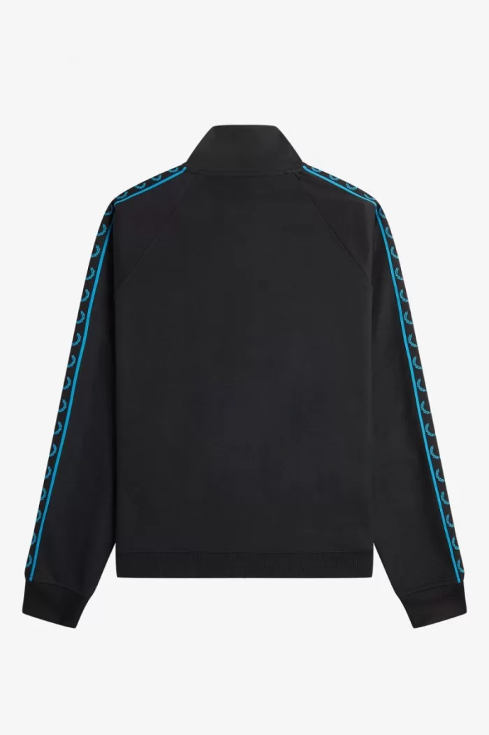 Fred Perry Contrast Tape Men’s Track Jackets Black Cyber Blue | BDNSO1607