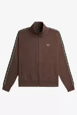 Fred Perry Contrast Tape Men’s Track Jackets Dark Red Warm Grey | PENGF1258