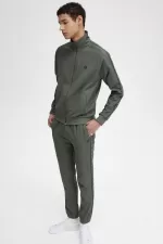 Fred Perry Contrast Tape Men’s Track Jackets Field Green Black | XOMAS7806