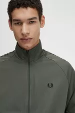 Fred Perry Contrast Tape Men’s Track Jackets Field Green Black | XOMAS7806