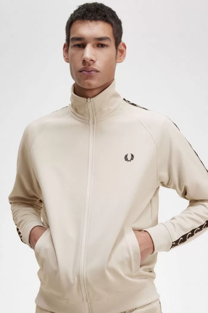 Fred Perry Contrast Tape Men’s Track Jackets Light Mint Black | TCSOY8127