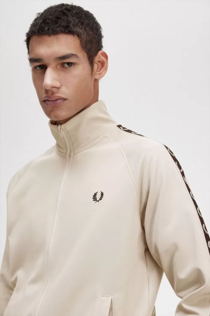 Fred Perry Contrast Tape Men’s Track Jackets Light Mint Black | TCSOY8127