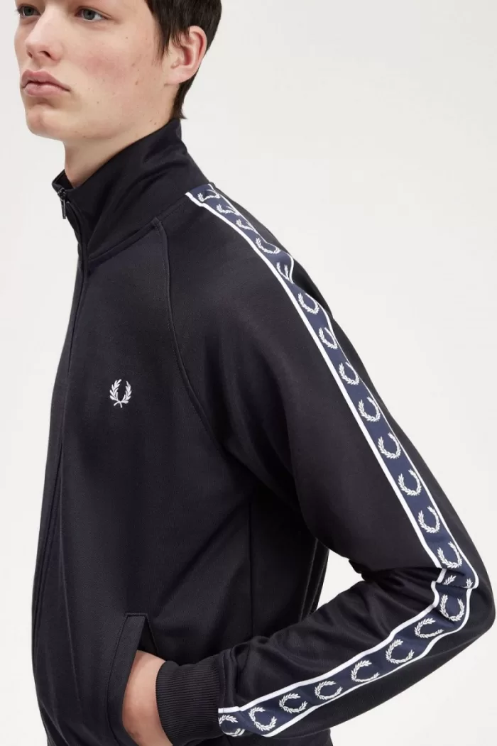 Fred Perry Contrast Tape Men’s Track Jackets Navy Navy | EYZSJ5862