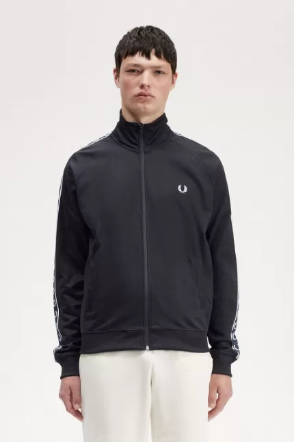 Fred Perry Contrast Tape Men’s Track Jackets Navy Navy | EYZSJ5862