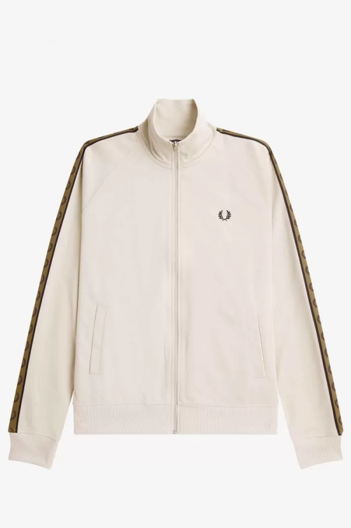 Fred Perry Contrast Tape Men’s Track Jackets Oatmeal Brown | KWUCF3780