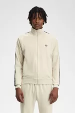 Fred Perry Contrast Tape Men’s Track Jackets Oatmeal Warm Grey | IWYRF2508