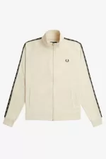 Fred Perry Contrast Tape Men’s Track Jackets Oatmeal Warm Grey | IWYRF2508