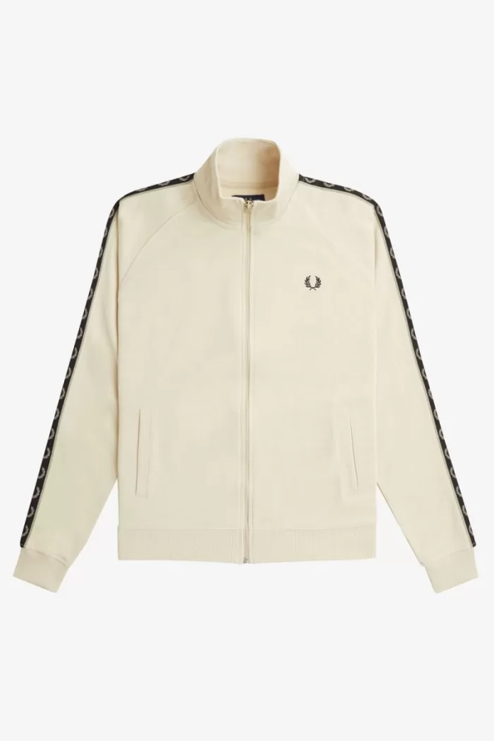 Fred Perry Contrast Tape Men’s Track Jackets Oatmeal Warm Grey | IWYRF2508