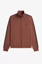 Fred Perry Contrast Tape Men’s Track Jackets Whisky Brown Black | EROBY2648