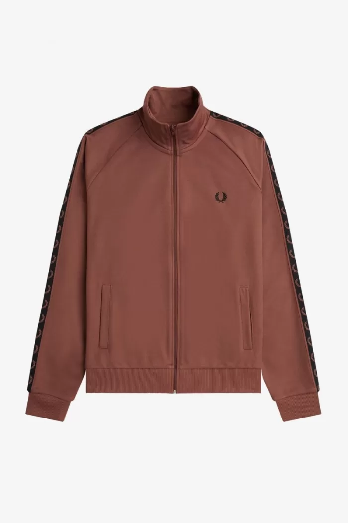 Fred Perry Contrast Tape Men’s Track Jackets Whisky Brown Black | EROBY2648