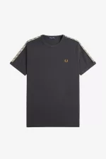 Fred Perry Contrast Tape Ringer Men’s T-Shirt Anchor Grey Black | PDZEF6392