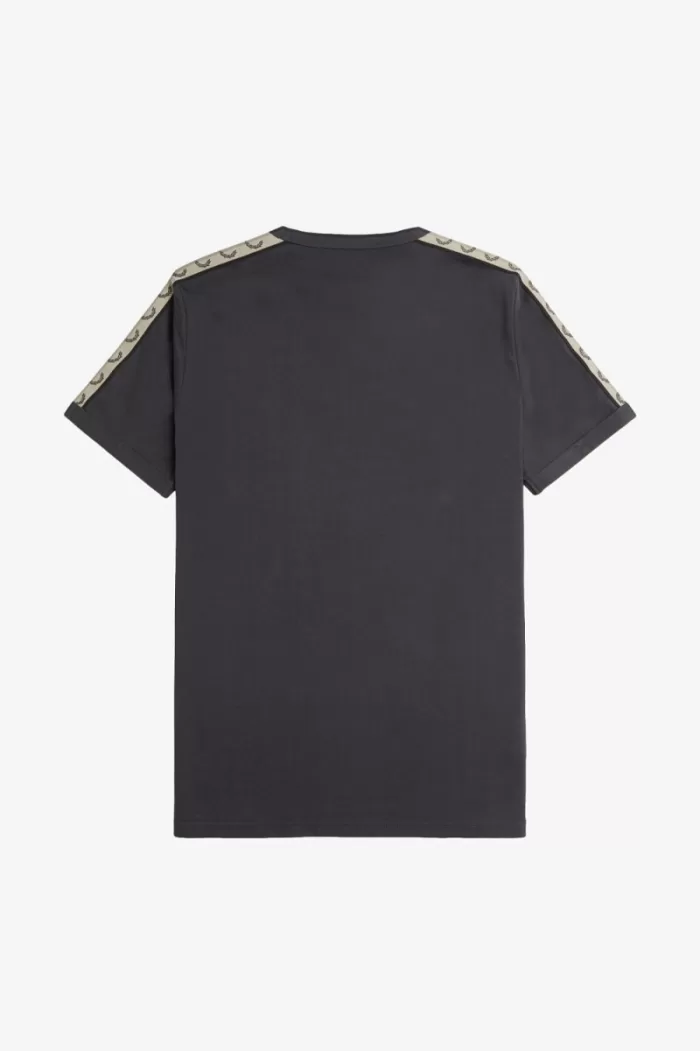 Fred Perry Contrast Tape Ringer Men’s T-Shirt Anchor Grey Black | PDZEF6392