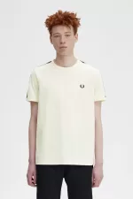 Fred Perry Contrast Tape Ringer Men’s T-Shirt Beige Whisky Brown | DPZGL2906