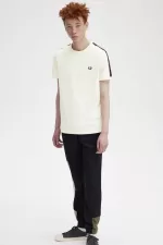 Fred Perry Contrast Tape Ringer Men’s T-Shirt Beige Whisky Brown | DPZGL2906