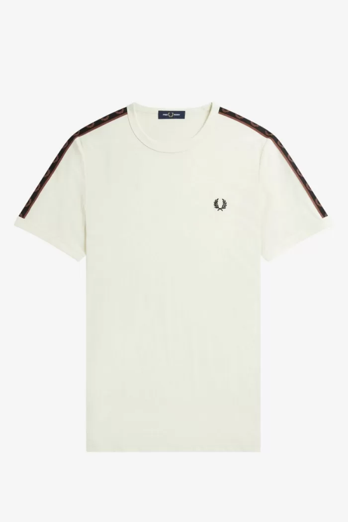 Fred Perry Contrast Tape Ringer Men’s T-Shirt Beige Whisky Brown | DPZGL2906