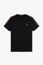 Fred Perry Contrast Tape Ringer Men’s T-Shirt Black Green | FCBJX4905