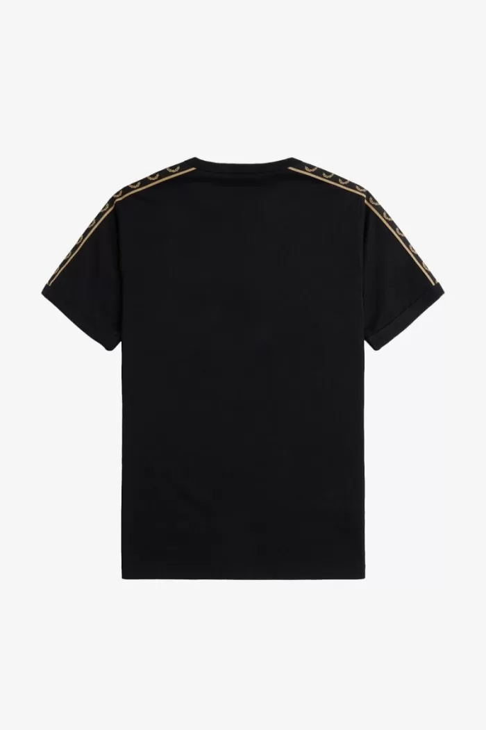 Fred Perry Contrast Tape Ringer Men’s T-Shirt Black Green | FCBJX4905