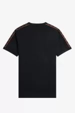 Fred Perry Contrast Tape Ringer Men’s T-Shirt Black Whisky Brown | PJLIH8419