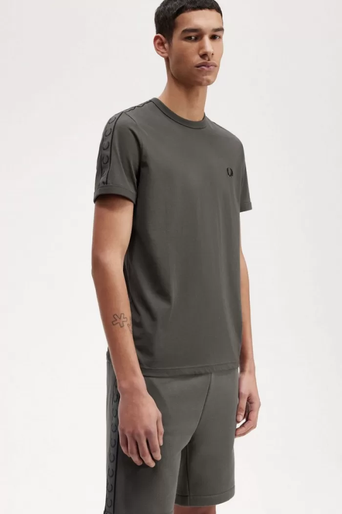 Fred Perry Contrast Tape Ringer Men’s T-Shirt Field Green Field Green | MEADP0814