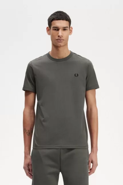 Fred Perry Contrast Tape Ringer Men’s T-Shirt Field Green Field Green | MEADP0814