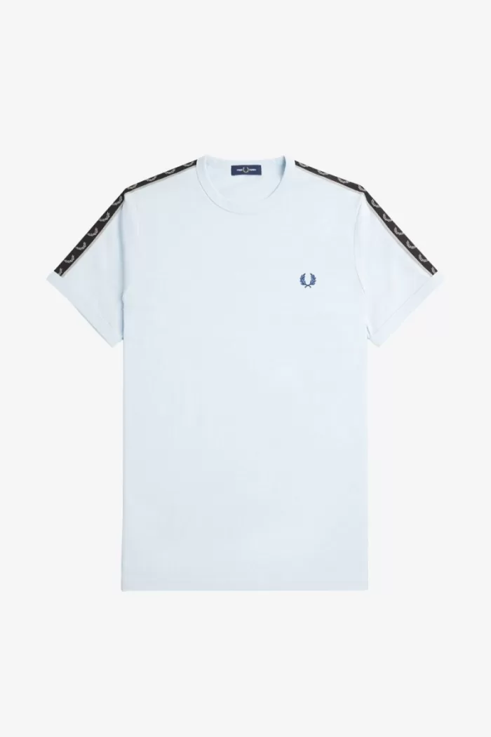 Fred Perry Contrast Tape Ringer Men’s T-Shirt Light Aqua Warm Grey | HDVRB3672