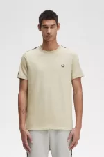 Fred Perry Contrast Tape Ringer Men’s T-Shirt Light Mint Black | OBDZG6390