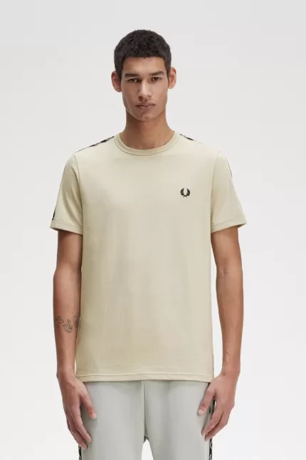 Fred Perry Contrast Tape Ringer Men’s T-Shirt Light Mint Black | OBDZG6390