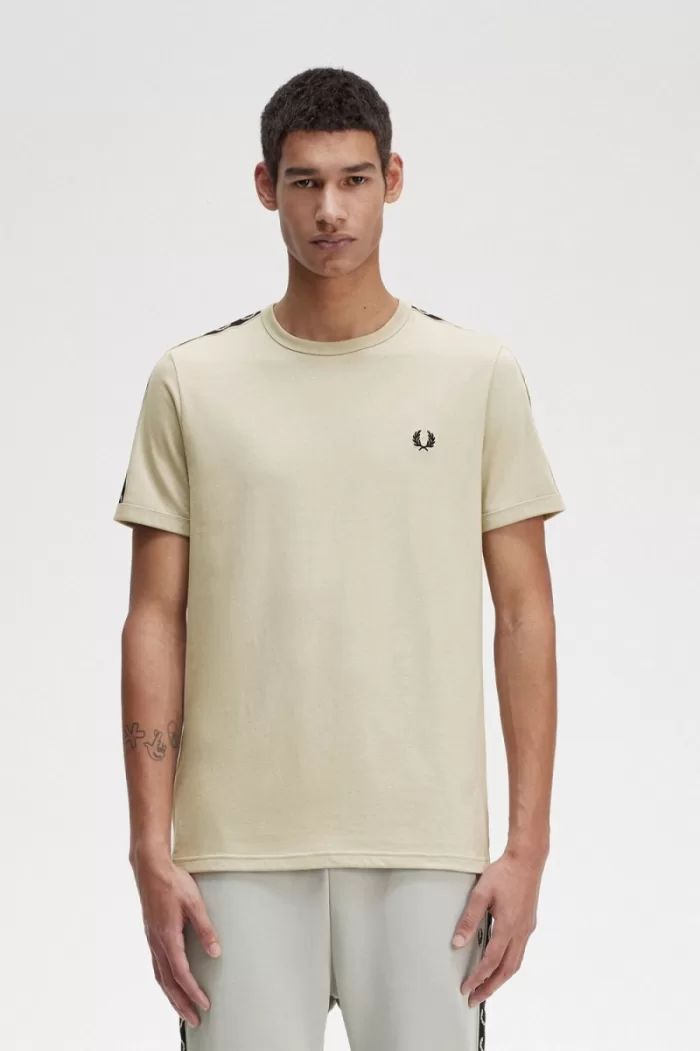 Fred Perry Contrast Tape Ringer Men’s T-Shirt Light Mint Black | OBDZG6390