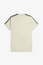 Fred Perry Contrast Tape Ringer Men’s T-Shirt Oatmeal Warm Grey | YARFZ8367