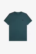 Fred Perry Contrast Tape Ringer Men’s T-Shirt Petrol Blue Black | UPIVO0635