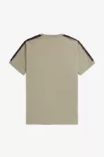 Fred Perry Contrast Tape Ringer Men’s T-Shirt Warm Grey Dark Red | IJOAT5847