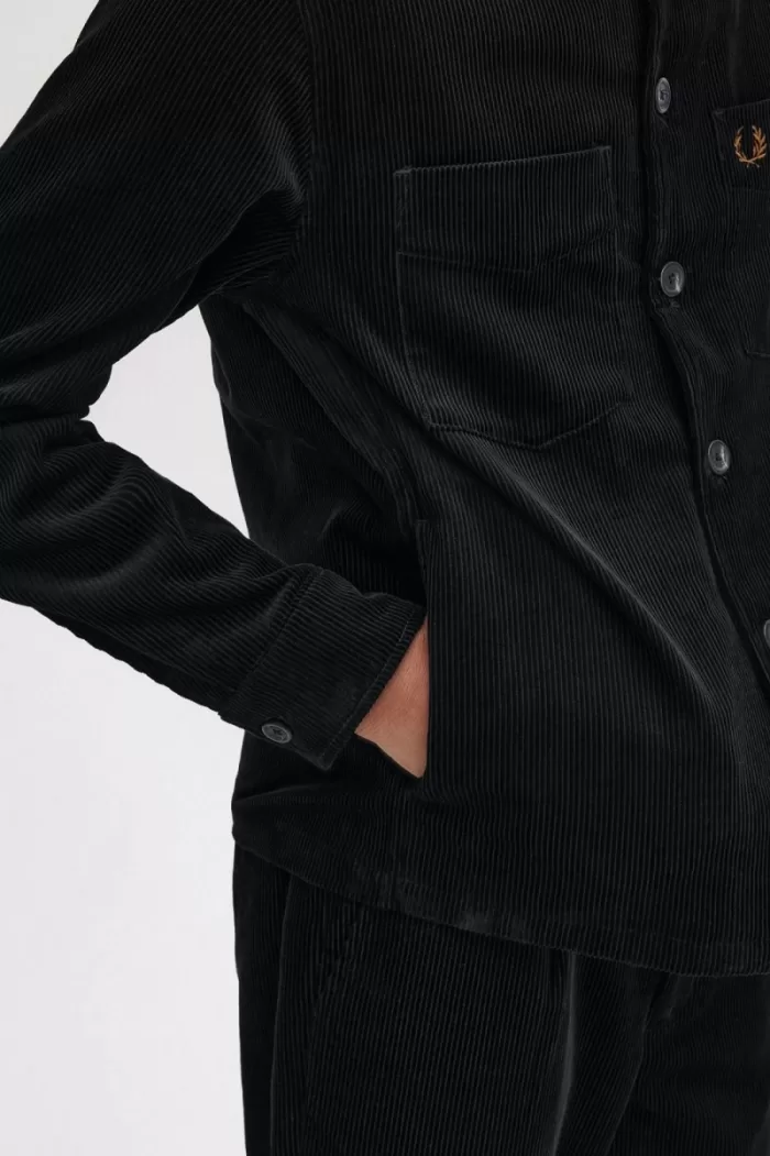 Fred Perry Cord Men’s Shirt Black | ZLURK1798