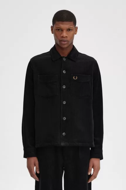 Fred Perry Cord Men’s Shirt Black | ZLURK1798