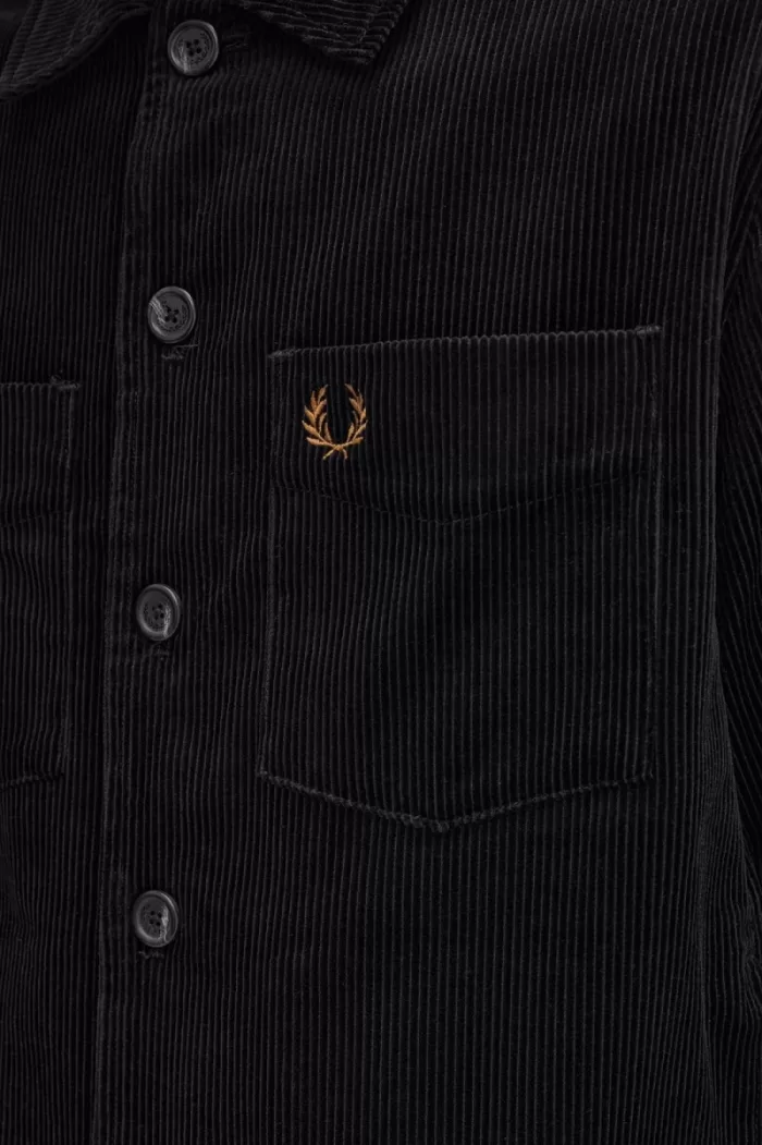 Fred Perry Cord Men’s Shirt Black | ZLURK1798