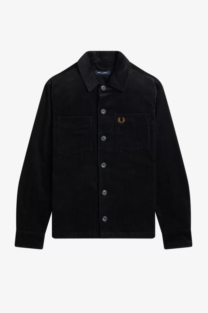 Fred Perry Cord Men’s Shirt Black | ZLURK1798