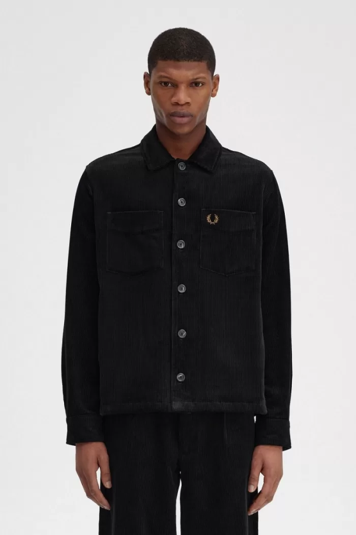 Fred Perry Cord Men’s Shirt Black | ZLURK1798