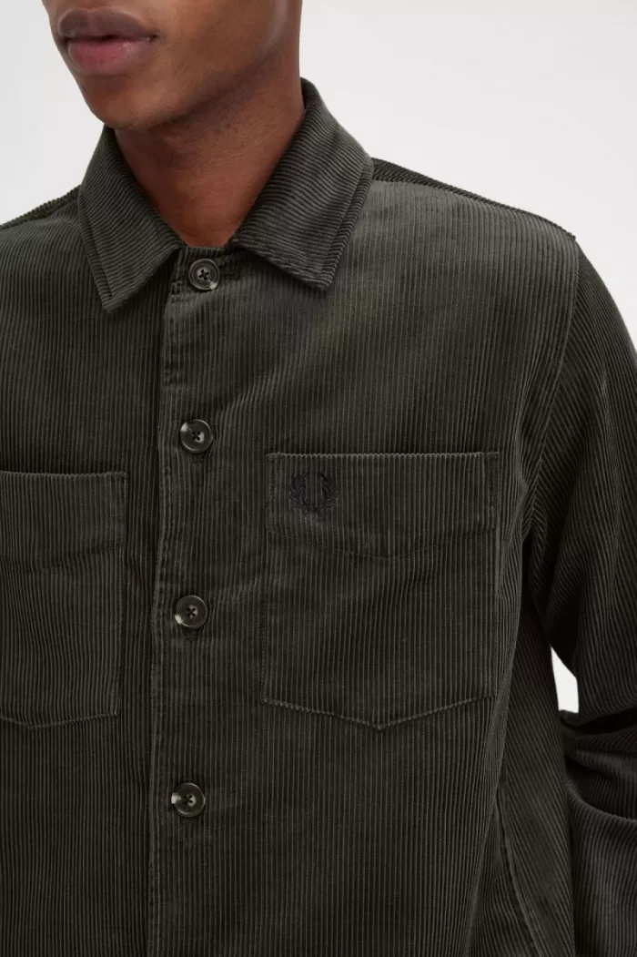 Fred Perry Cord Men’s Shirt Field Green | UZNFW8130