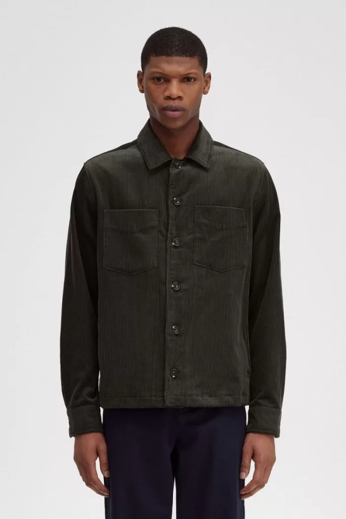 Fred Perry Cord Men’s Shirt Field Green | UZNFW8130