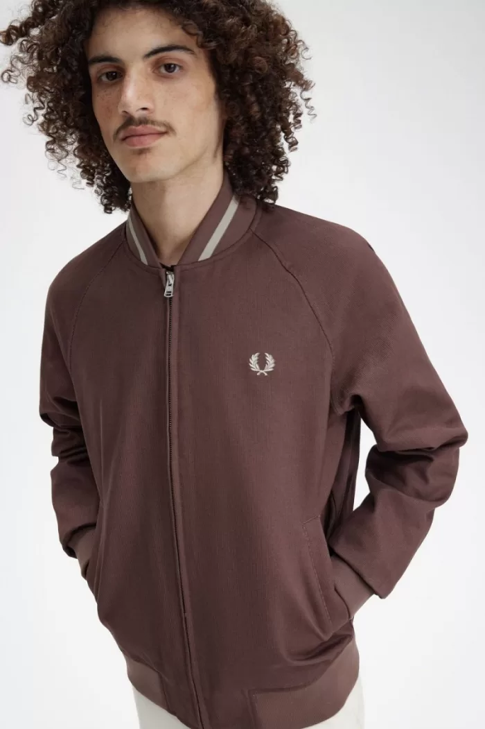 Fred Perry Corduroy Tennis Bomber Men’s Jackets Dark Red | LWXJZ0861