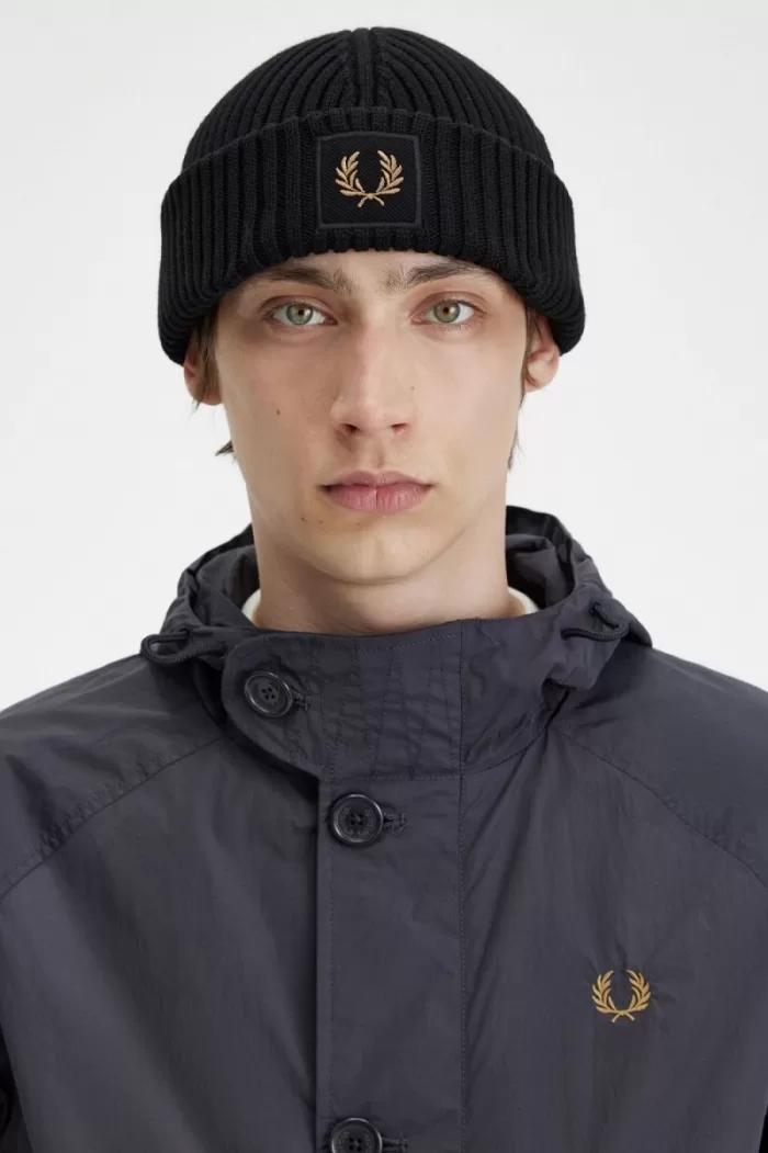 Fred Perry Cotton Rib Men’s Caps Black Green | BWQZP9450