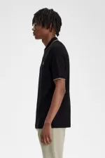 Fred Perry Crepe Pique Zip Neck Men’s Polo Shirt Black | ANKMW6105