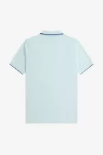 Fred Perry Crepe Pique Zip Neck Men’s Polo Shirt Light Aqua | PCQBX9503