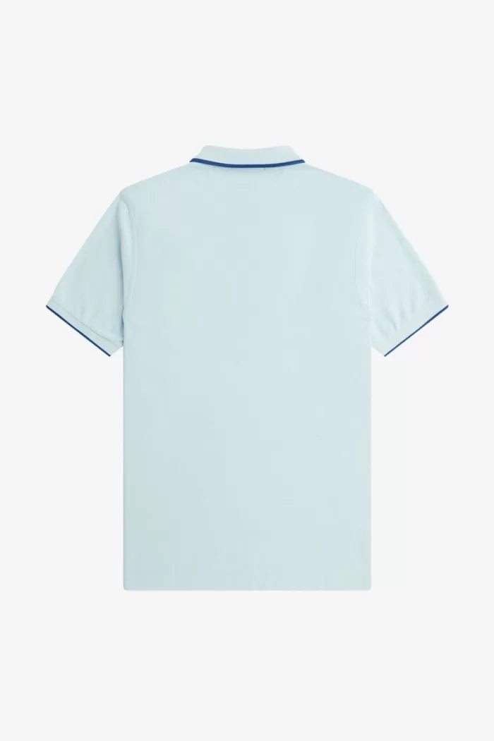 Fred Perry Crepe Pique Zip Neck Men’s Polo Shirt Light Aqua | PCQBX9503