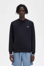 Fred Perry Crew Neck Men’s Sweatshirts Black | SCZFQ5493