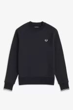 Fred Perry Crew Neck Men’s Sweatshirts Black | SCZFQ5493